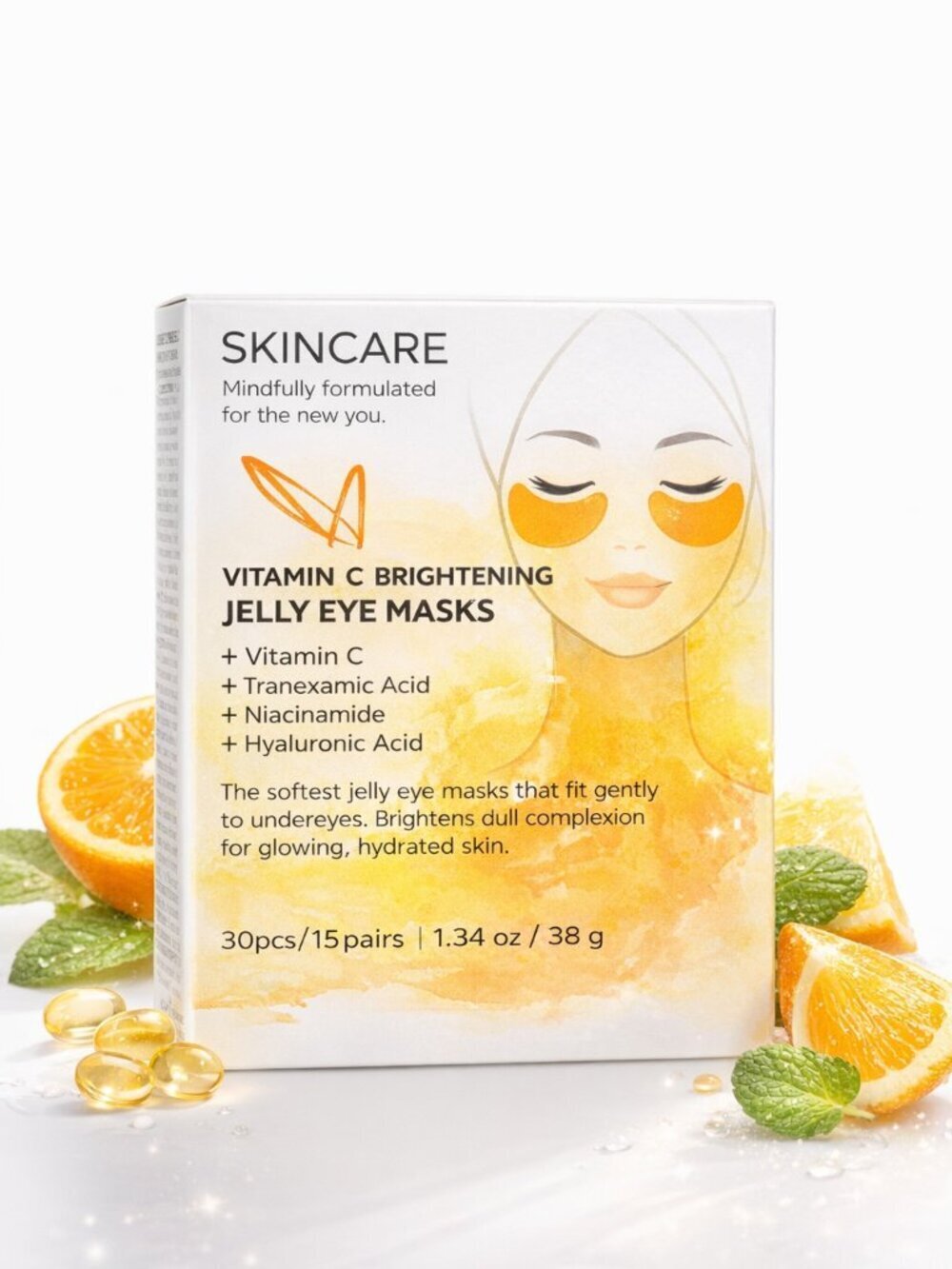 Vitamin C Jelly Eye Masks – Brightening Under Eye Patches 30pcs